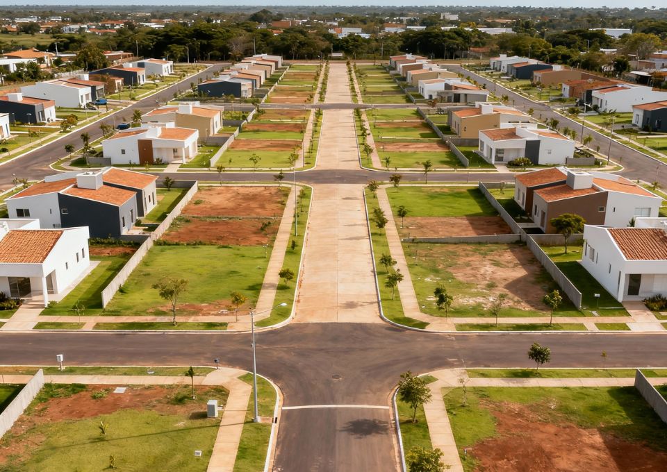 Developed residential park with clear roads and neighborhood